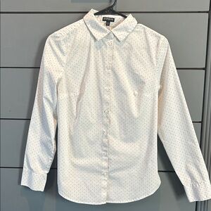 Express Women's White Shirt with Black Dots